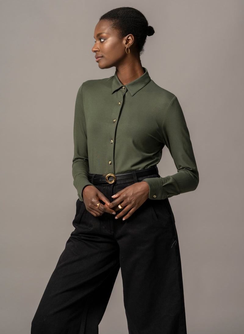 CASSIA BLACK EVERYDAY CLASSIC JERSEY SHIRT