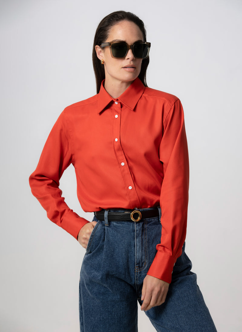 MAX “THE BOYFRIEND” VERMILLION SHIRT IN TENCEL