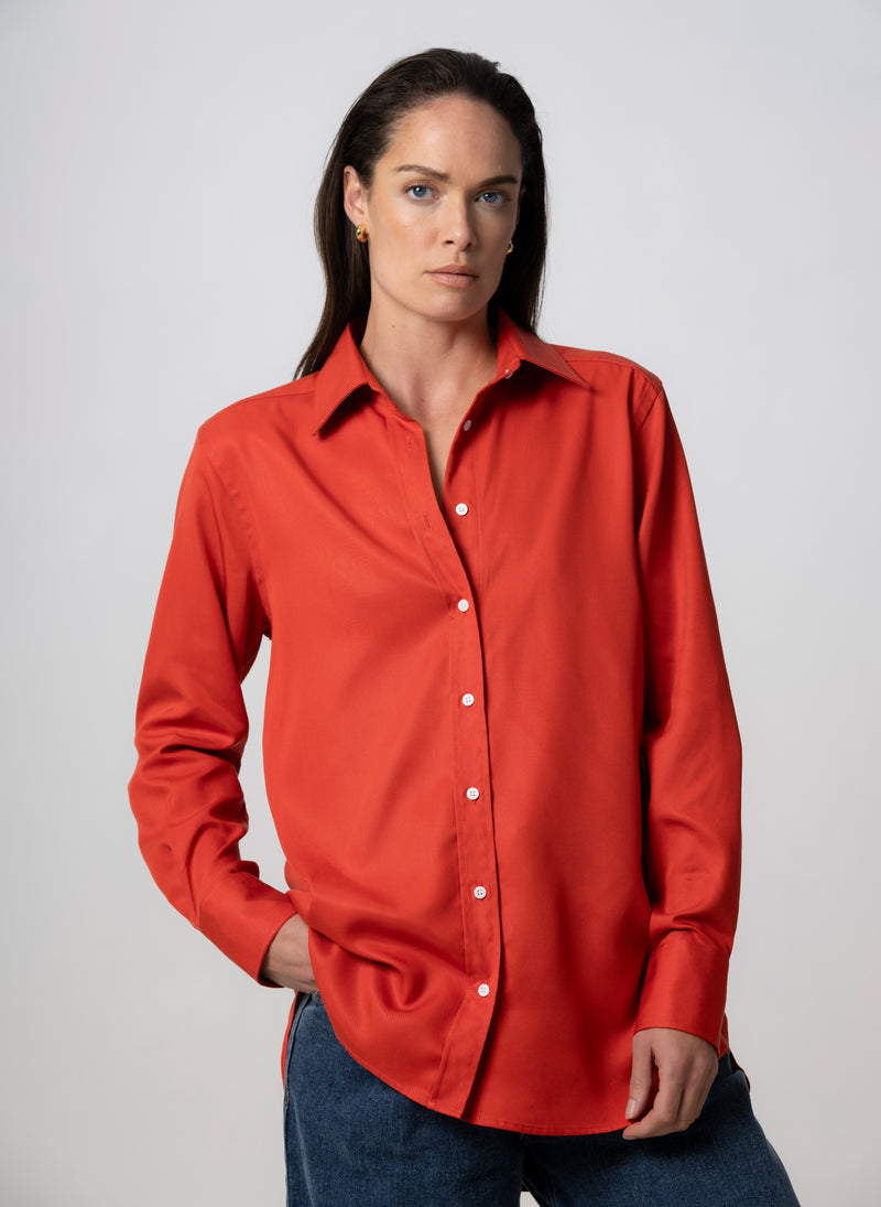 MAX “THE BOYFRIEND” VERMILLION SHIRT IN TENCEL