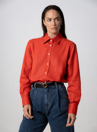 MAX “THE BOYFRIEND” VERMILLION SHIRT IN TENCEL