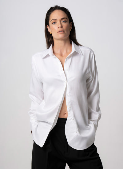 MAX RELAXED FIT WHITE SHIRT IN TENCEL