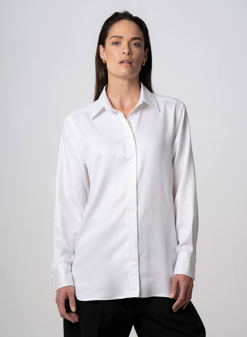 MAX RELAXED FIT WHITE SHIRT IN TENCEL