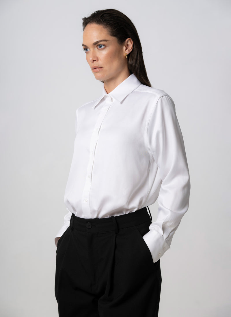 MAX RELAXED FIT WHITE SHIRT IN TENCEL