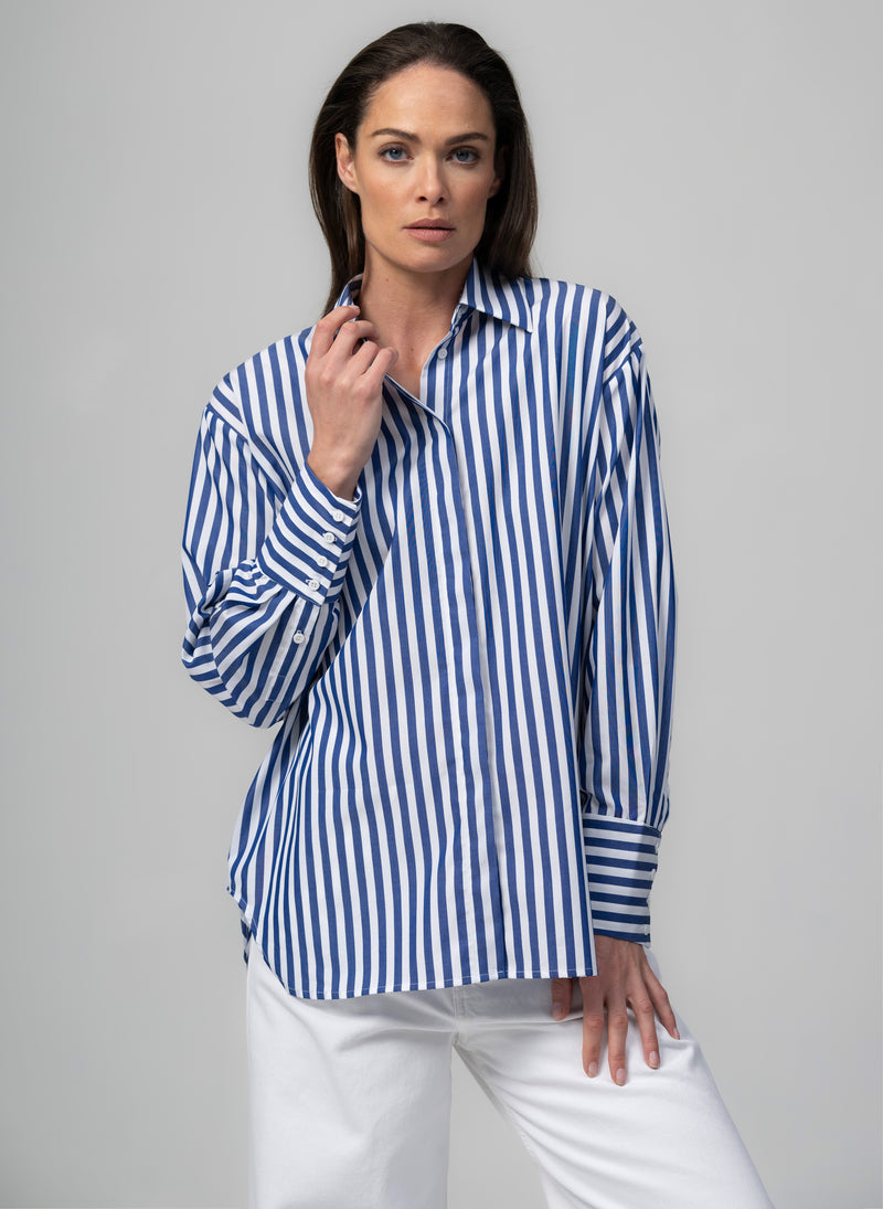 PARIS "THE FRENCH GIRL" LARGE STRIPE  OVERSIZED COTTON SHIRT