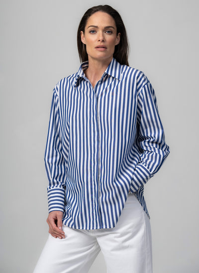 PARIS "THE FRENCH GIRL" LARGE STRIPE  OVERSIZED COTTON SHIRT