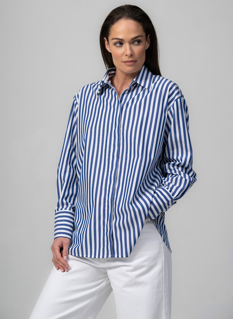 PARIS "THE FRENCH GIRL" LARGE STRIPE  OVERSIZED COTTON SHIRT