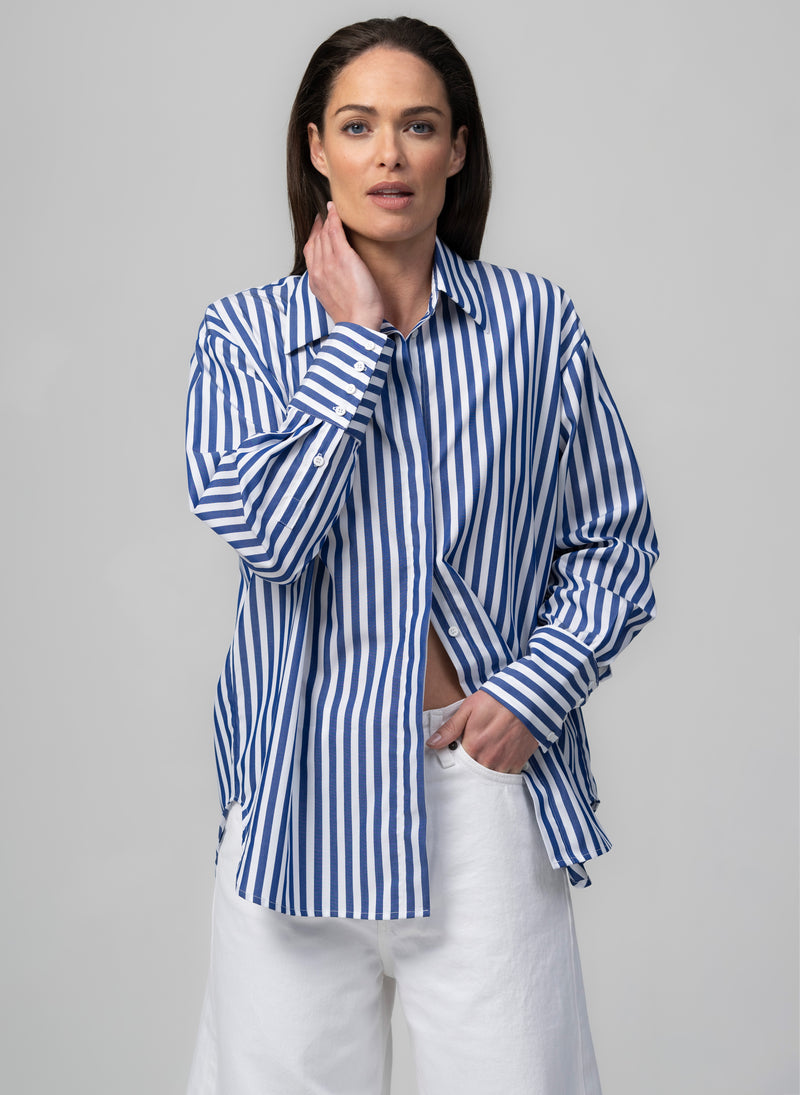 PARIS "THE FRENCH GIRL" LARGE STRIPE  OVERSIZED COTTON SHIRT