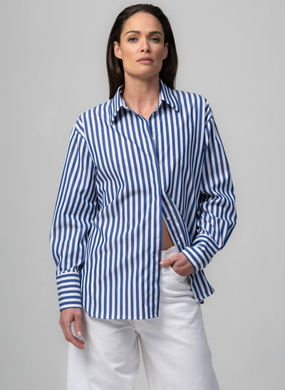 PARIS "THE FRENCH GIRL" LARGE STRIPE  OVERSIZED COTTON SHIRT