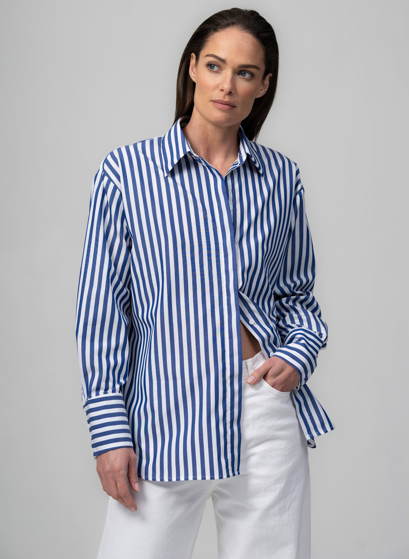 PARIS "THE FRENCH GIRL" LARGE STRIPE  OVERSIZED COTTON SHIRT