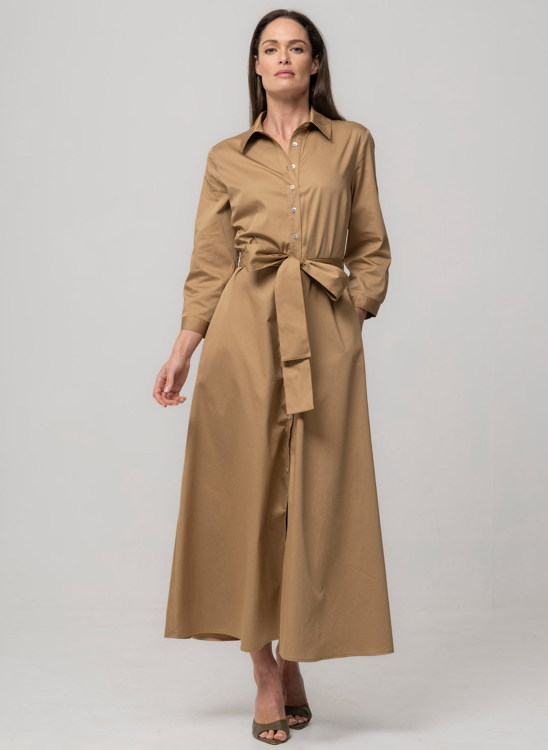 Button down khaki dress deals