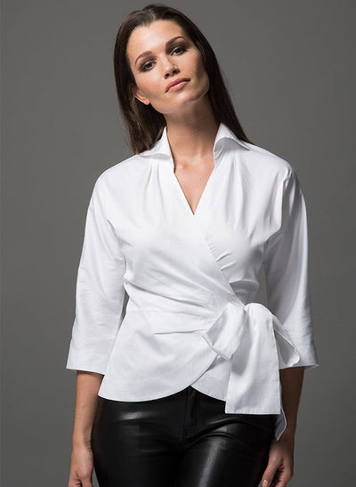 Abigail White Wrap Blouse for Women | The Shirt Company