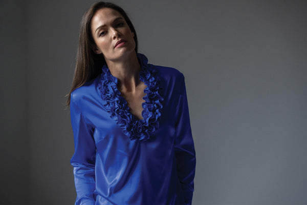 royal blue silk blouse